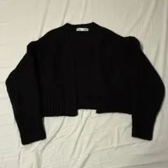ZARA ザラ　ブラック　カーディガン　ニット　アルパカ混　黒　短丈