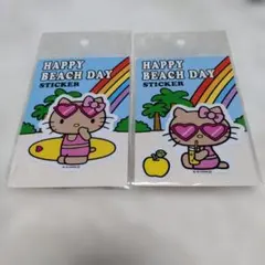 ハローキティ ビーチデイ ステッカーセット　イエロー　サングラス　日焼け　シール