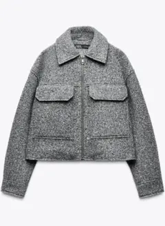 ZARA グレー クロップドジャケット アウター　XS