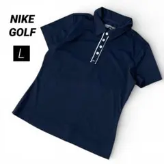 美品　ナイキゴルフ　ポロシャツ　ロゴ　ネイビー　紺　L カジュアル　スポ－ツ