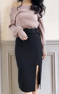 リップサービス LIP SERVICE アシメスリットミディスカート ベルト付きのサムネイル