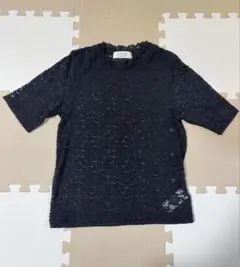 LOWRYS FARM ローリーズファーム　半袖レーストップス　ブラック　M