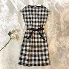 A206◾︎ Sybilla シビラ ブロックチェック ワンピース　ウエストリボン