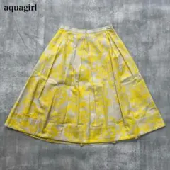 アクアガール【S】ひざ丈フレアスカート Aライン タックプリーツ 花柄 総柄