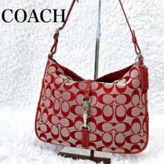 COACH Signature Soft Clip Hobo Bag Red