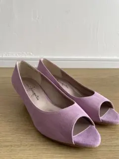 GINZA Kanematsu ピンク スエード オープントゥパンプス