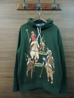 M ポロラルフローレン ファイブ ホースマン プリント スウェット パーカー