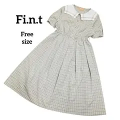 Fi.n.t❤️フィント　変形セーラー衿チェックワンピース　ブルー ベージュ
