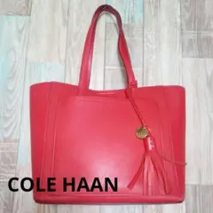 美品　COLE HAAN　トートバッグ　コールハーン　レッド　レザー　タッセル