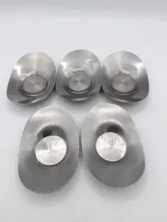 c808 煎茶　茶托 小判　大　ステンレス五客　秀峰堂　茶道具 古物