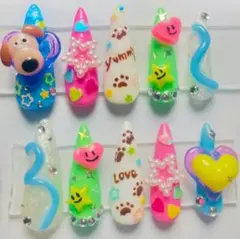 【値下げ中】ネイルチップ つけ爪 3Dアート 24h発送　現品