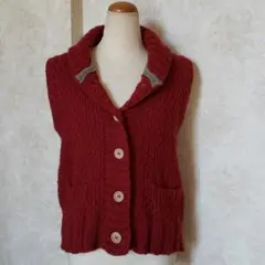 ニコアンド❤ローゲージ編みショールカラーニットベストWOOL100%匿名配送