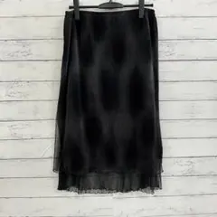 古着 【F】スカート 膝丈 フリル シフォン シンプル 韓国 グレー