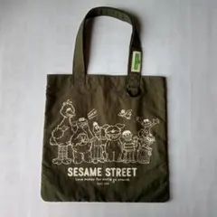 セサミストリート ミニフラットトート カーキ トートバッグ