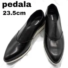 極美品　アシックス ペダラ スリッポン 厚底 レザー ポインテッドトゥ　23.5