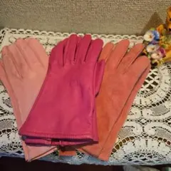 革手袋 ピンク系 三足 薄ピンクはおまけ