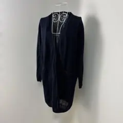 COMME CA ISM ロングカーディガン ネイビー M 麻混