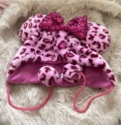 ディズニー ファンキャップ ミニー ヒョウ柄 ピンク