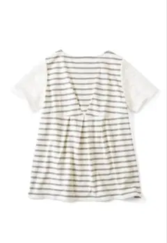フェリシモ かわいい レース ボーダー Tシャツ S 白 無印のサムネイル
