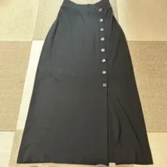 スリット入りリブタイトロングスカート＊Mブラック