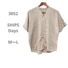 SHIPS Days STANDARD ベージュ ドット柄 半袖シャツ M～L