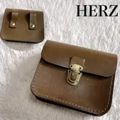 美品 HERZ 本革 ボディバッグ ウエストポーチ ブラウン 廃盤品 美品 HERZ ヘルツ ベルト ウエストポーチ ボディバッグ オールレザー