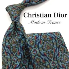 【大特価】Christian Dior ネクタイ 総柄 水色 スカイブルー 赤