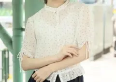 Heather シフォンドットハイネックブラウスのサムネイル