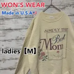 ●F372【アメリカ製】 長袖 スウェットシャツ イエロー系 ladies【M】