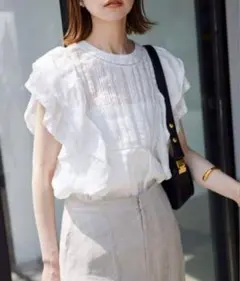 Yumu様専用 SLOBE IENA ラミーフリルピンタック ブラウス 白