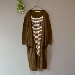 フレームスレイカズン〔F〕ナチュラル◎コットン混七分袖レイヤード風カットソー