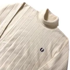 フレッドペリー ワンポイント タートルネック ニットセーター 生成 M