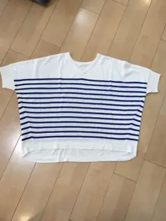 SHOO-LA-RUE ストライプ Vネック 半袖ニット