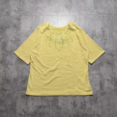 【ビジュー装飾】 ライトストーン 半袖トップス イエロー レディース M〜L 春