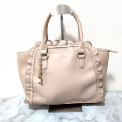 axes femme チャーム付き フリルバッグ くすみピンク