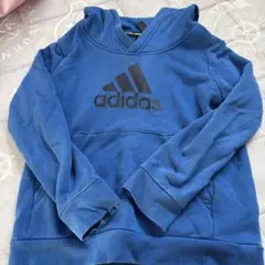 adidas 青 フード付き スウェットパーカー　120cm
