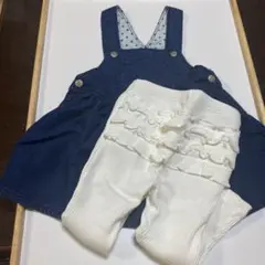 PETIT BATEAU プチバトー デニムジャンパースカート　タイツ