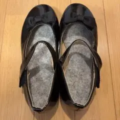 黒いリボン付きエナメルシューズ　20cm