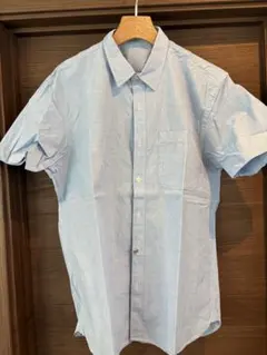 クリーニング済 無印良品 洗いざらしオックスフォード半袖シャツ 紳士 XLブルー