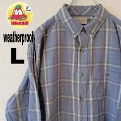 USA古着 weatherproof ネルシャツ　L ライトブルー　イエロー