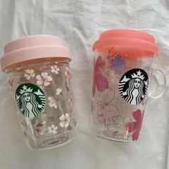 スタバ　さくらシリーズ　ダブルウォール耐熱グラス　ガラスマグ