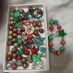 大量クリスマスモチーフキラキラビーズセット約80個11