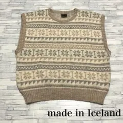 アイスランド製 ニットベスト ノルディック柄 ウール100% M used