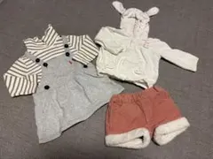 ベビー服セット（ジャンパースカート、ハイネック裏起毛、パーカー、ショートパンツ）