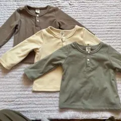 【SHEIN ベビー長袖トップス 3枚セット】6-9M 70-80サイズ相当
