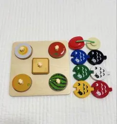 【こどもちゃれんじ】木製かたちパズル ＆ おさかなつりセット（2点セット）のサムネイル