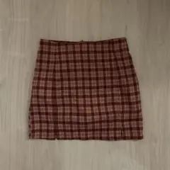 赤　チェック　ミニスカート