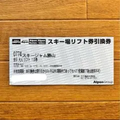スキージャム勝山 全日リフト券 大人用 1枚