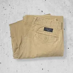 90sポロバイラルフローレンカーゴパンツポロチノパンベージュワイドヴィンテージM