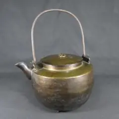 銅製 茶釜 蓋付き 取っ手付き 銅製 茶釜 蓋付き 取っ手付き